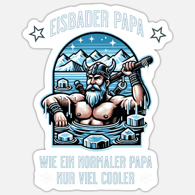 Der Wikinger Eisbader – Eisbaden im ewigen Eis Sticker Größe S (10 x 10 cm)