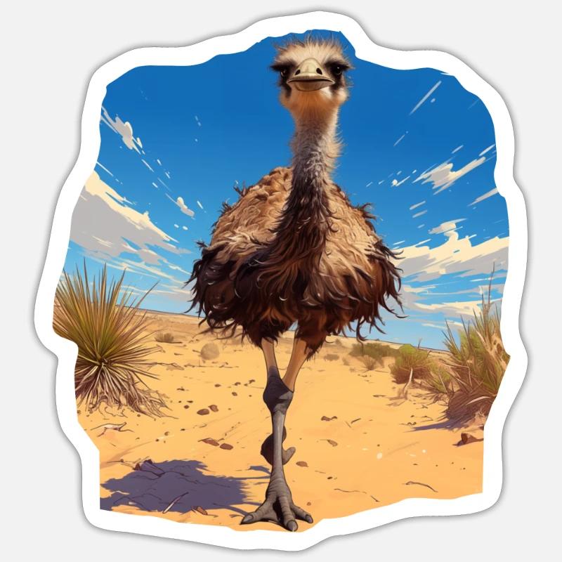 Emus Emu - Sticker taille S (10 x 10 cm) - blanc mat