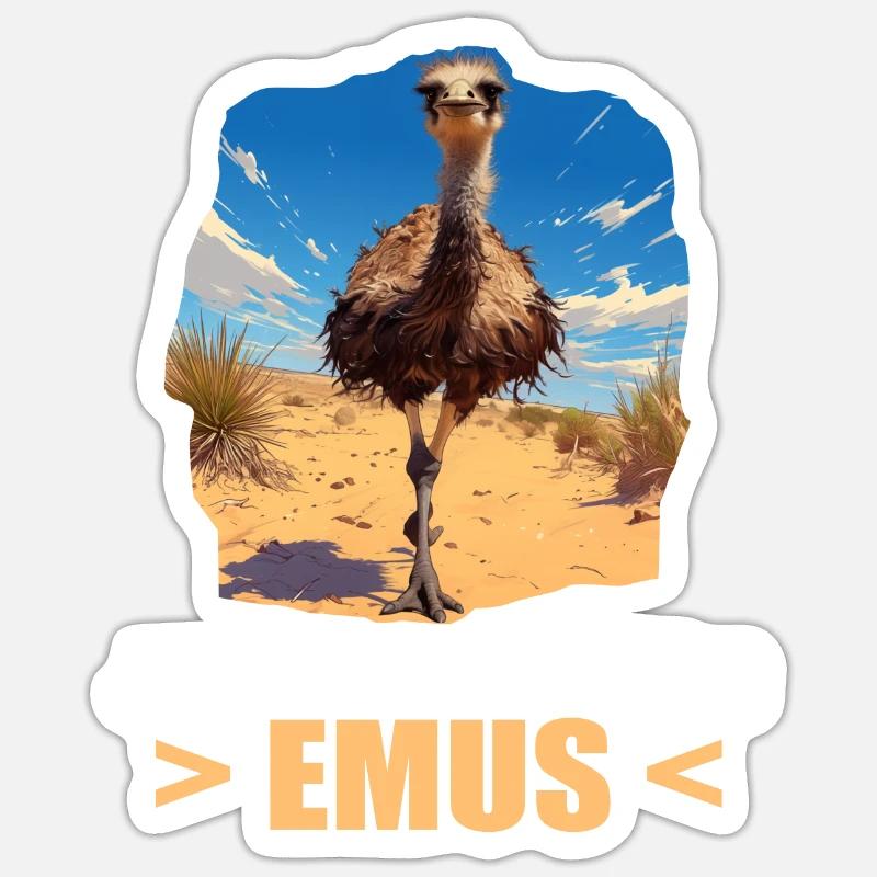 Emus Emu - Sticker taille S (10 x 10 cm) - blanc mat