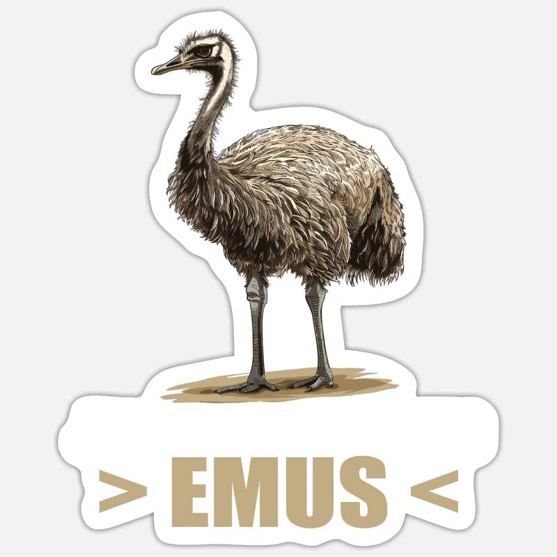 Emus Emu - Sticker taille S (10 x 10 cm) - blanc mat