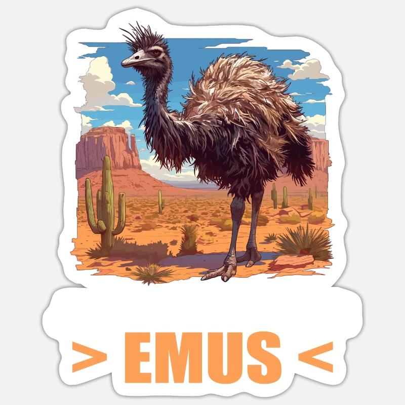Emus Emu - Sticker taille S (10 x 10 cm) - blanc mat