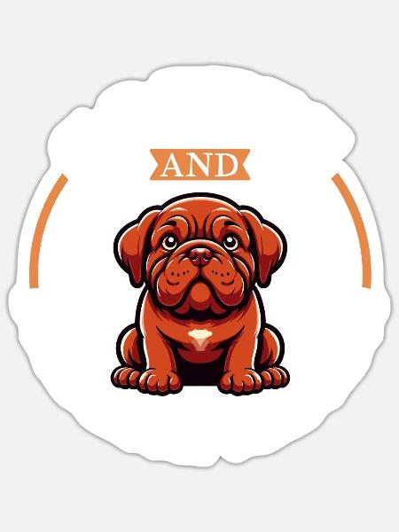 Kaffee und Bordeauxdogge - Sticker Größe S (10 x 10 cm) - Mattweiß