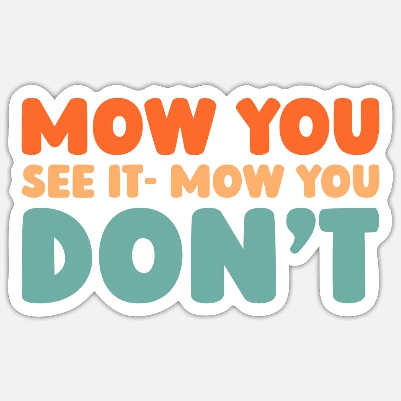 Lawn mower mowing - Sticker size S (10 x 10 cm) - white matte