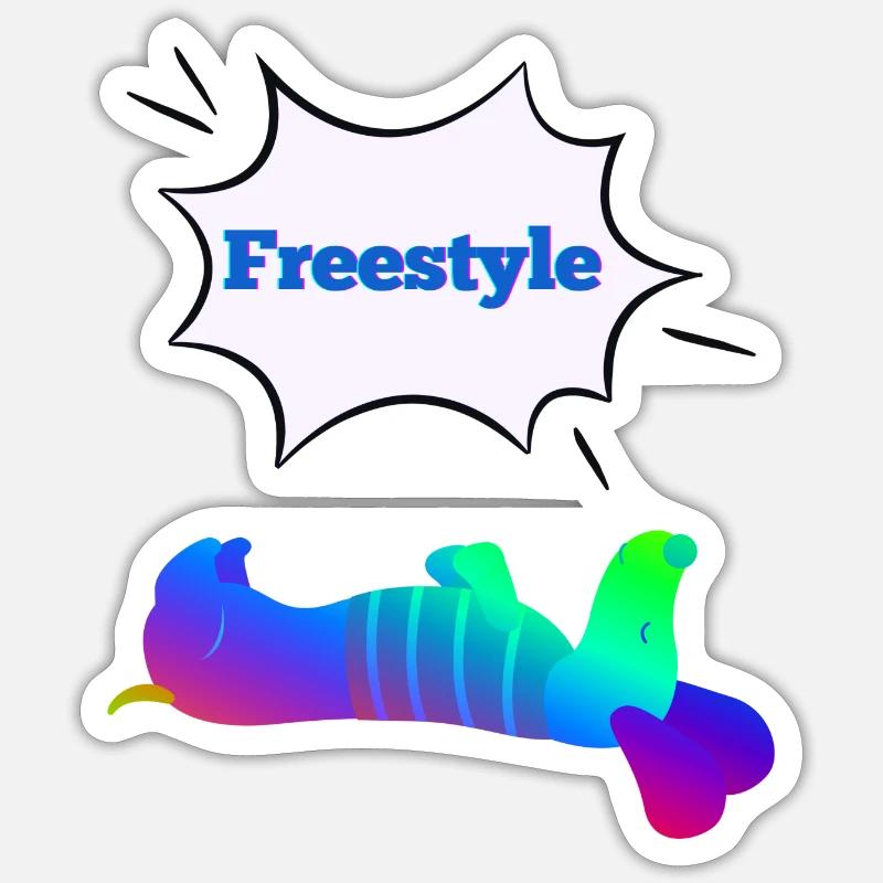 Freestyle Dackel - Sticker Größe S (10 x 10 cm) - Mattweiß