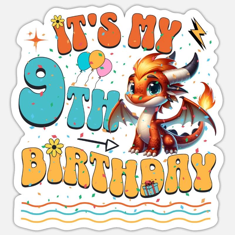 Dragon 9e anniversaire Dragon - Sticker taille S (10 x 10 cm) - blanc mat