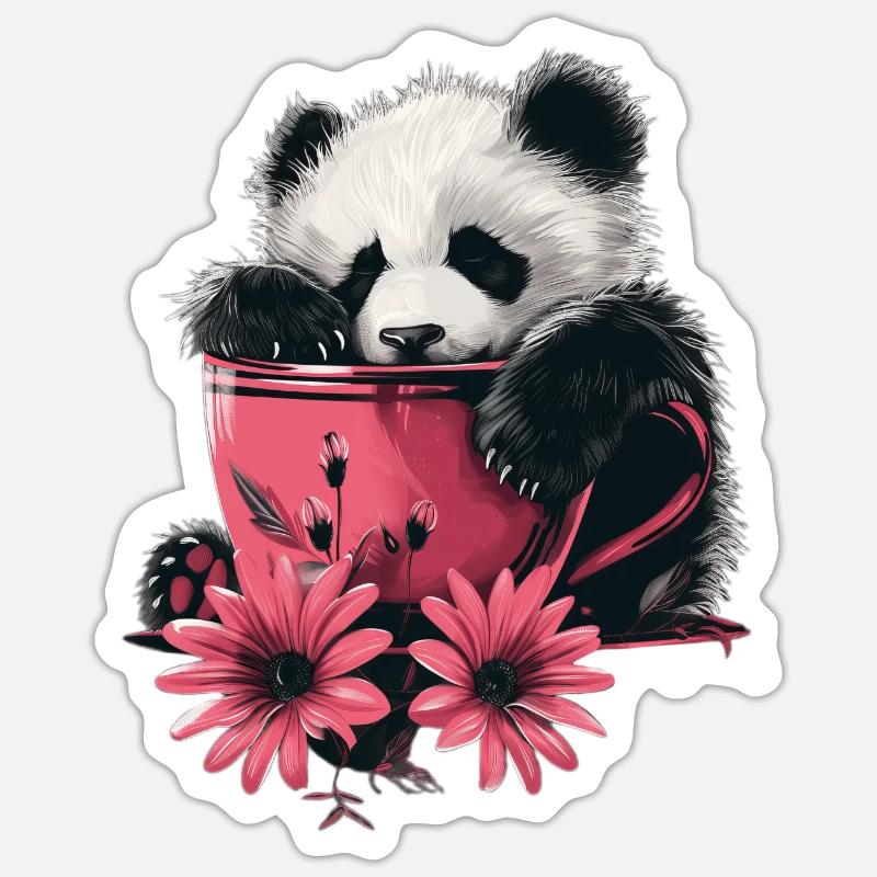Panda - Sticker taille S (10 x 10 cm) - blanc mat