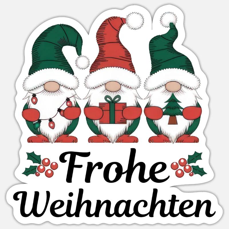 Joyeux Noël Gnomes - Sticker taille S (10 x 10 cm) - blanc mat