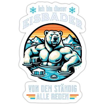 Der Eisbader Eisbär geht zum Winterschwimmen - Sticker Größe S (10 x 10 cm) - Mattweiß - Vorne