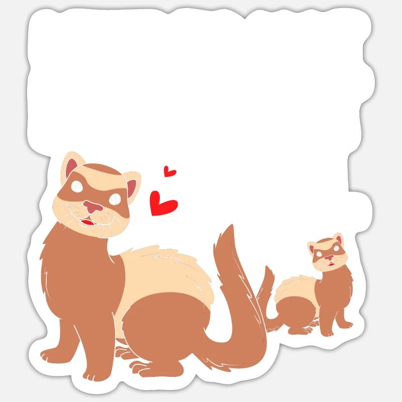 Frettchen - Sticker Größe S (10 x 10 cm) - Mattweiß
