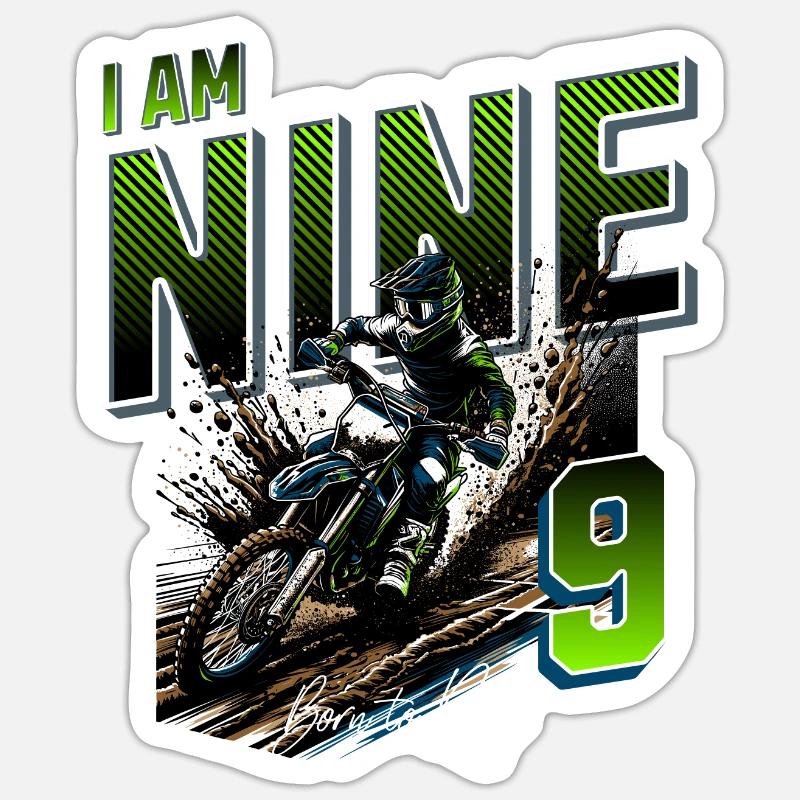 9e anniversaire de motocross - Sticker taille S (10 x 10 cm) - blanc mat