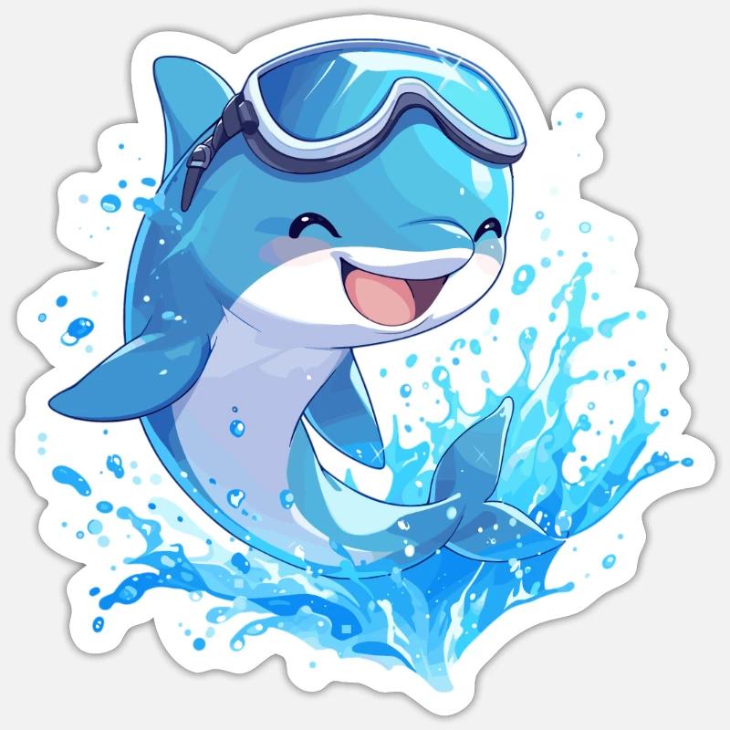 Dolphin Dolphins Dolphin - Sticker size S (10 x 10 cm) - white matte