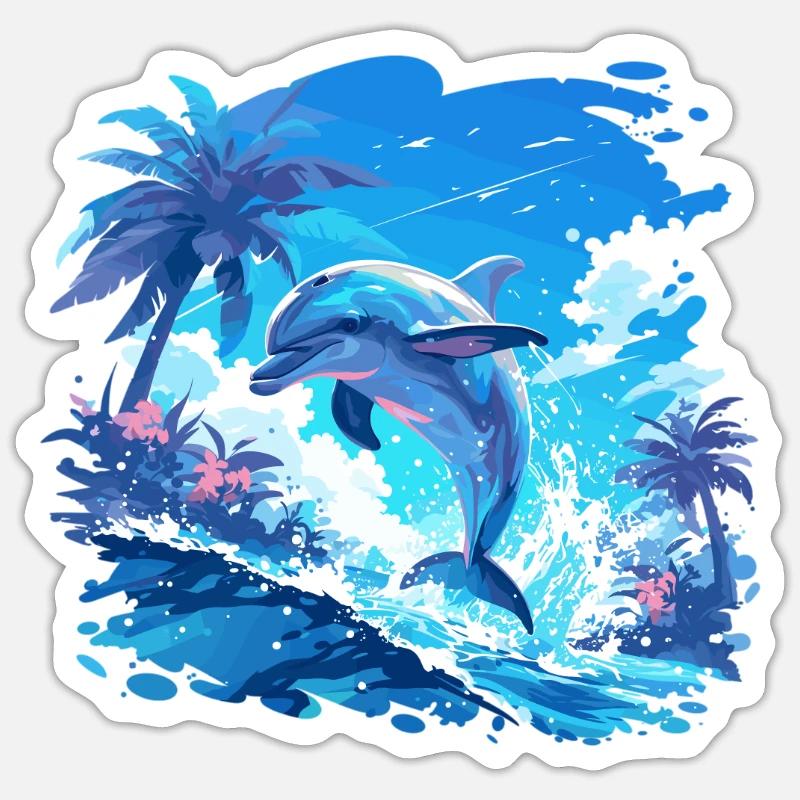 Dolphin Dolphins Dolphin - Sticker size S (10 x 10 cm) - white matte