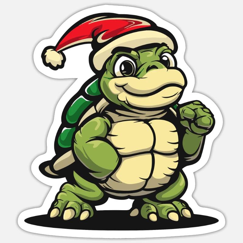 Turtle Christmas - Sticker size S (10 x 10 cm) - white matte
