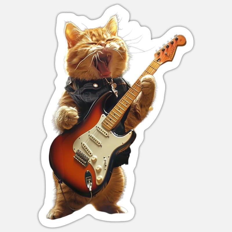 Chat - Sticker taille S (10 x 10 cm) - blanc mat