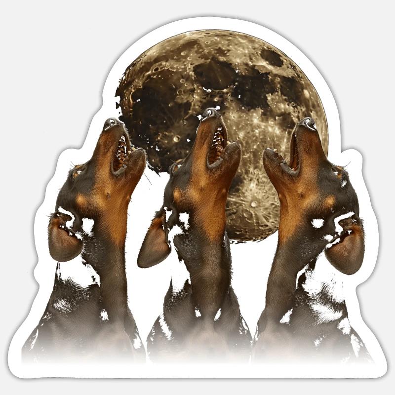 Dackel Hund Heulender Mond - Sticker Größe S (10 x 10 cm) - Mattweiß