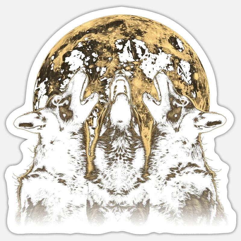 Deutscher Schäferhund Heulender Mond - Sticker Größe S (10 x 10 cm) - Mattweiß