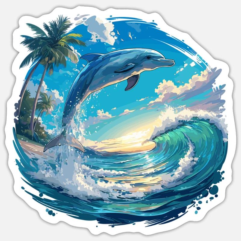 Dolphin Dolphins Dolphin - Sticker size S (10 x 10 cm) - white matte