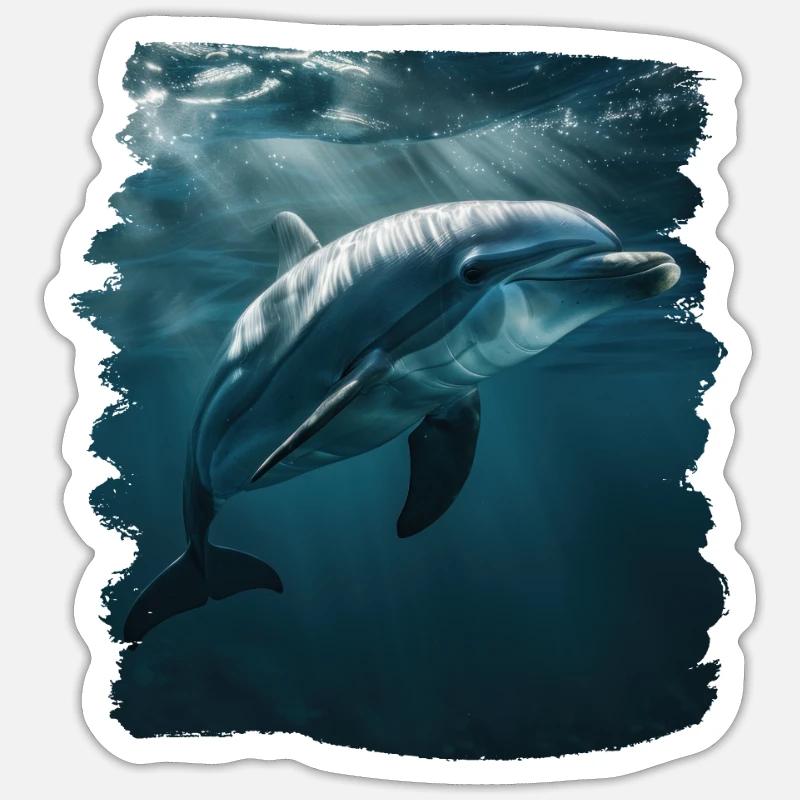 Dauphin Dauphins Dauphin - Sticker taille S (10 x 10 cm) - blanc mat