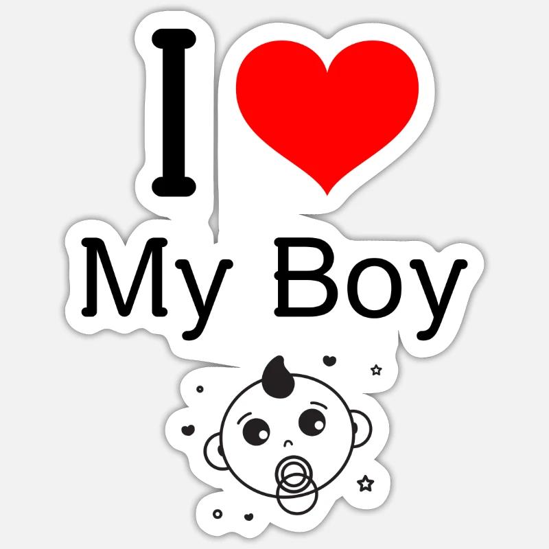 J’aime mon garçon Sticker taille S (10 x 10 cm)