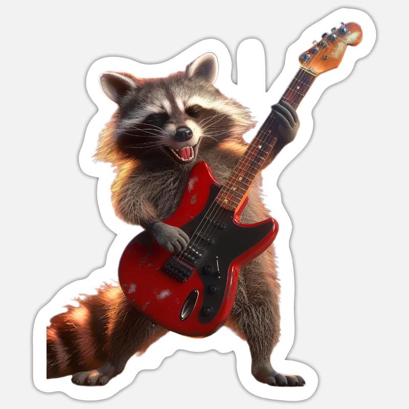 Waschbär - Sticker Größe S (10 x 10 cm) - Mattweiß