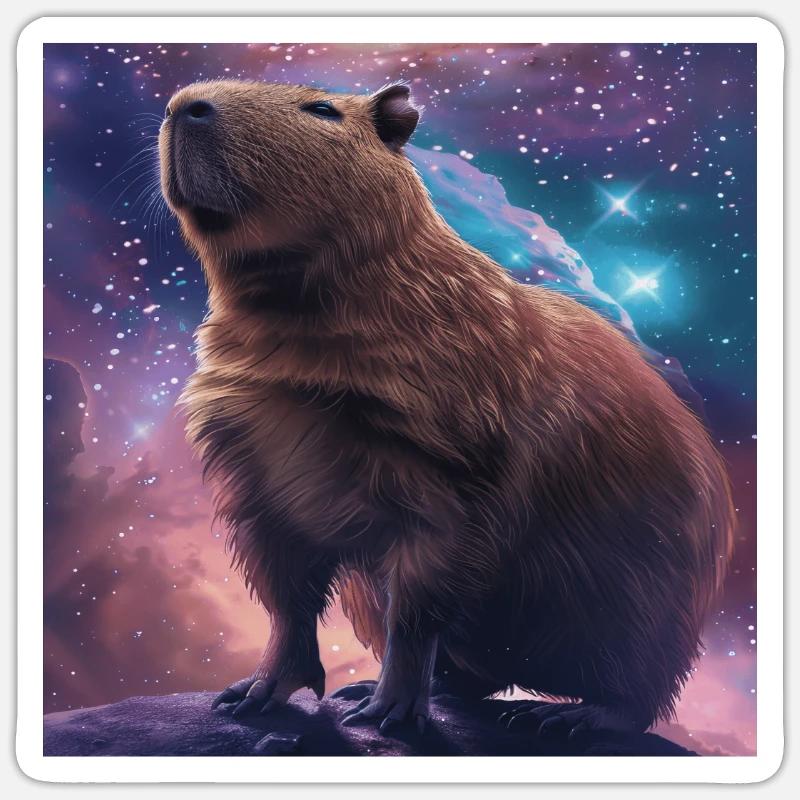Capybara - Sticker taille S (10 x 10 cm) - blanc mat