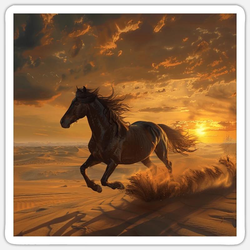 Cheval - Sticker taille S (10 x 10 cm) - blanc mat