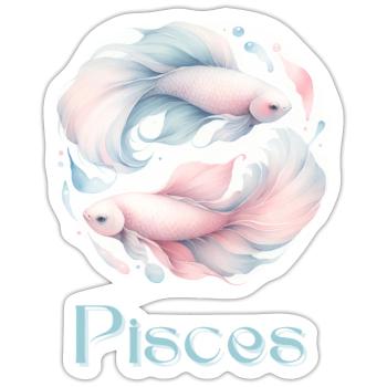 Elegantes Pisces Sternzeichen Aquarell Geschenk - Sticker Größe S (10 x 10 cm) - Mattweiß - Vorne