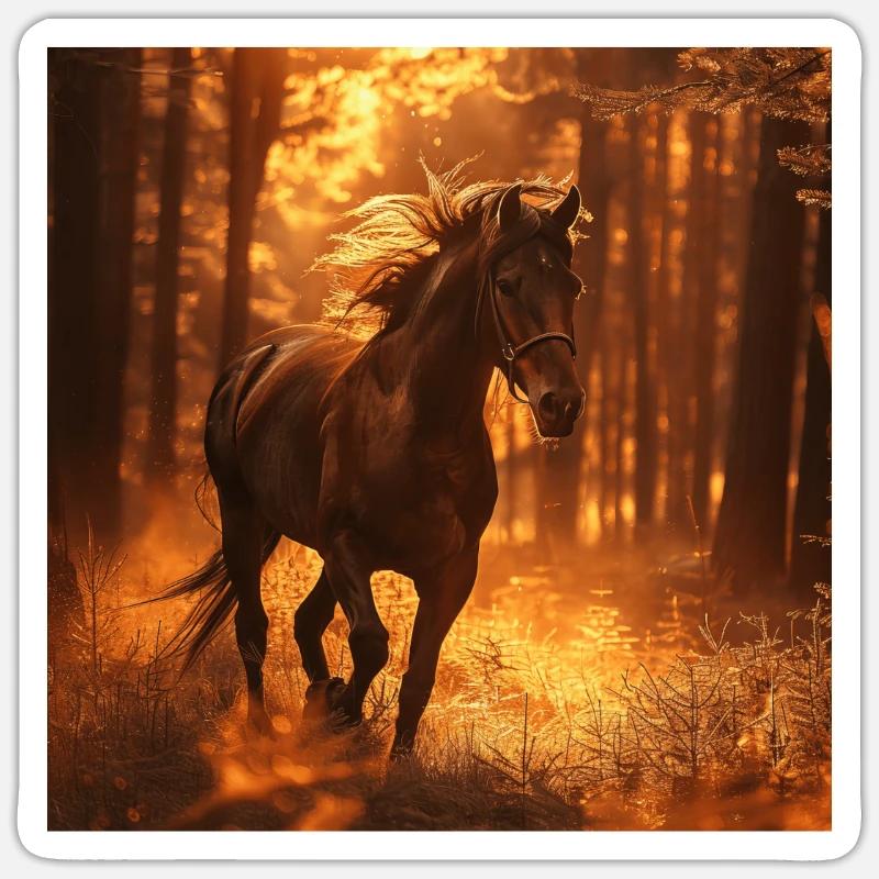 Cheval - Sticker taille S (10 x 10 cm) - blanc mat