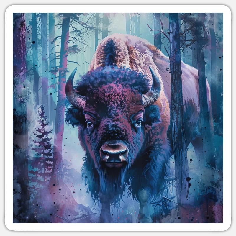 Bison - Sticker Größe S (10 x 10 cm) - Mattweiß