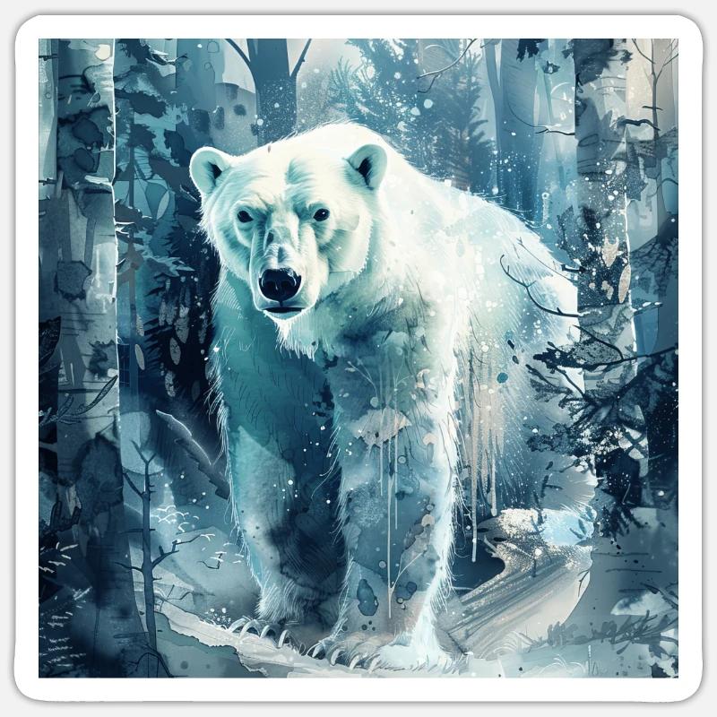 Ours blanc Sticker taille S (10 x 10 cm)