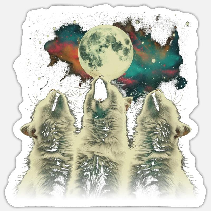Himalayan Cat Howling Moon - Sticker size S (10 x 10 cm) - white matte
