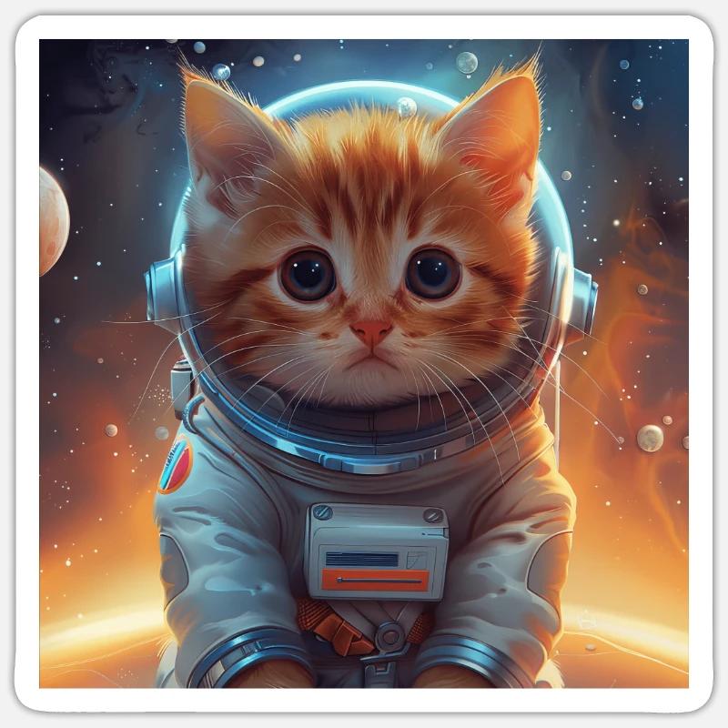 Chat - Sticker taille S (10 x 10 cm) - blanc mat
