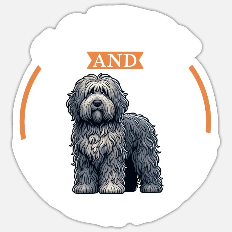 Caffè e Cane da Pastore Bergamasco - Sticker formato S (10 x 10 cm) - bianco opaco