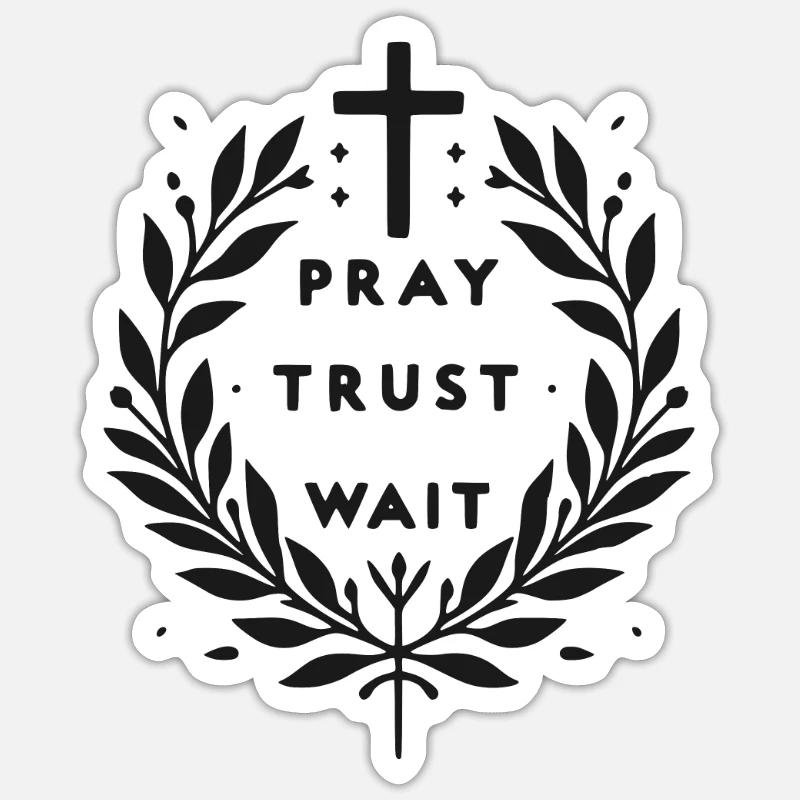 Pray Trust Wait Sticker size S (10 x 10 cm)
