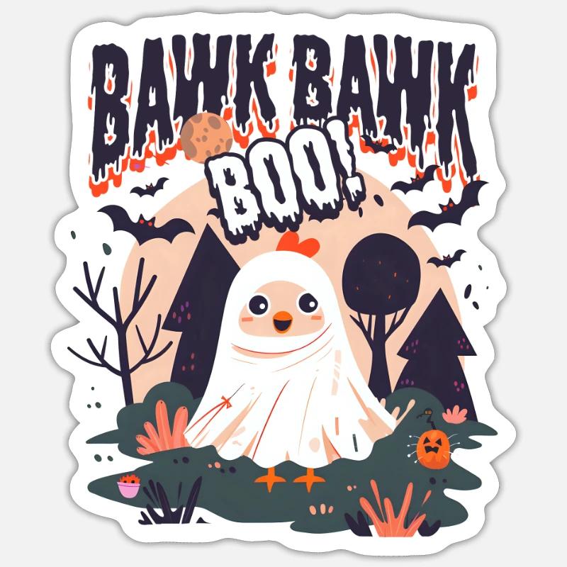 Halloween Hühnchen Bawk Bawk Buh! Sticker Größe S (10 x 10 cm)