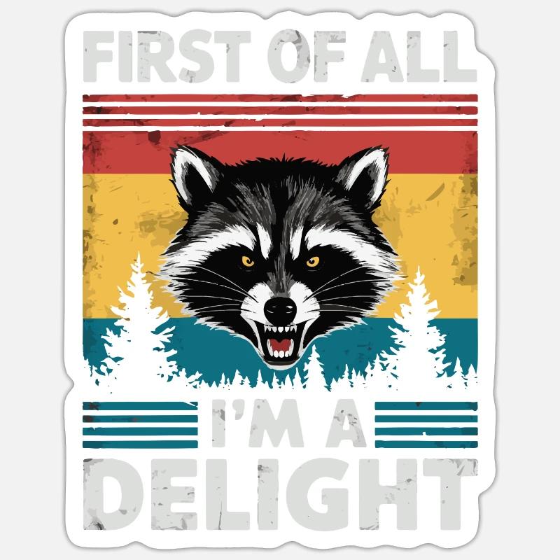 Waschbär - Sticker Größe S (10 x 10 cm) - Mattweiß