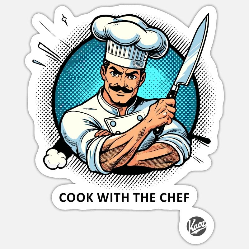 Cuisiner avec le chef-chef Sticker taille S (10 x 10 cm)