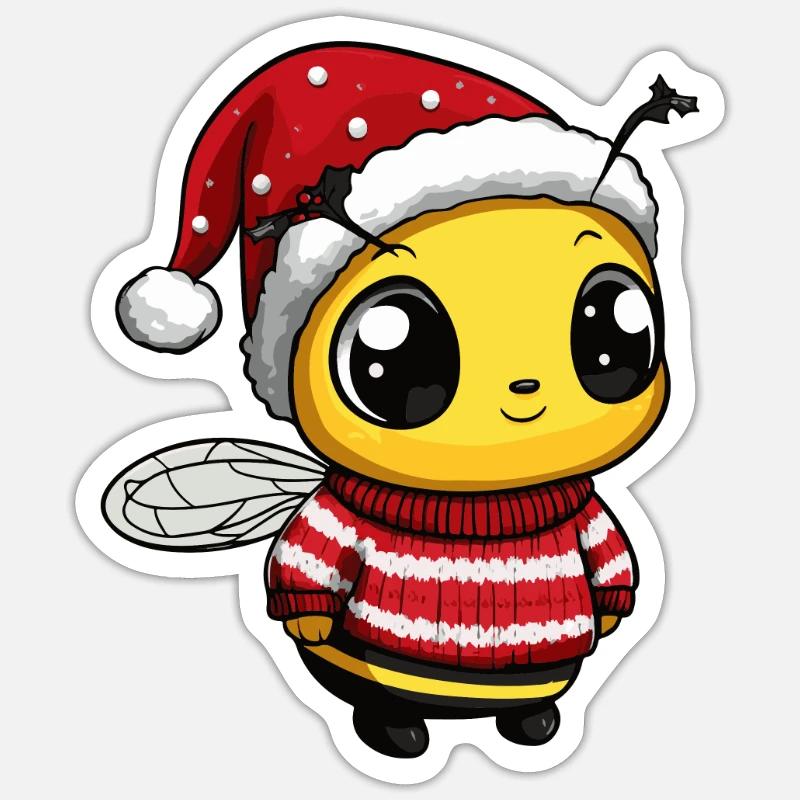 Bee Christmas - Sticker size S (10 x 10 cm) - white matte
