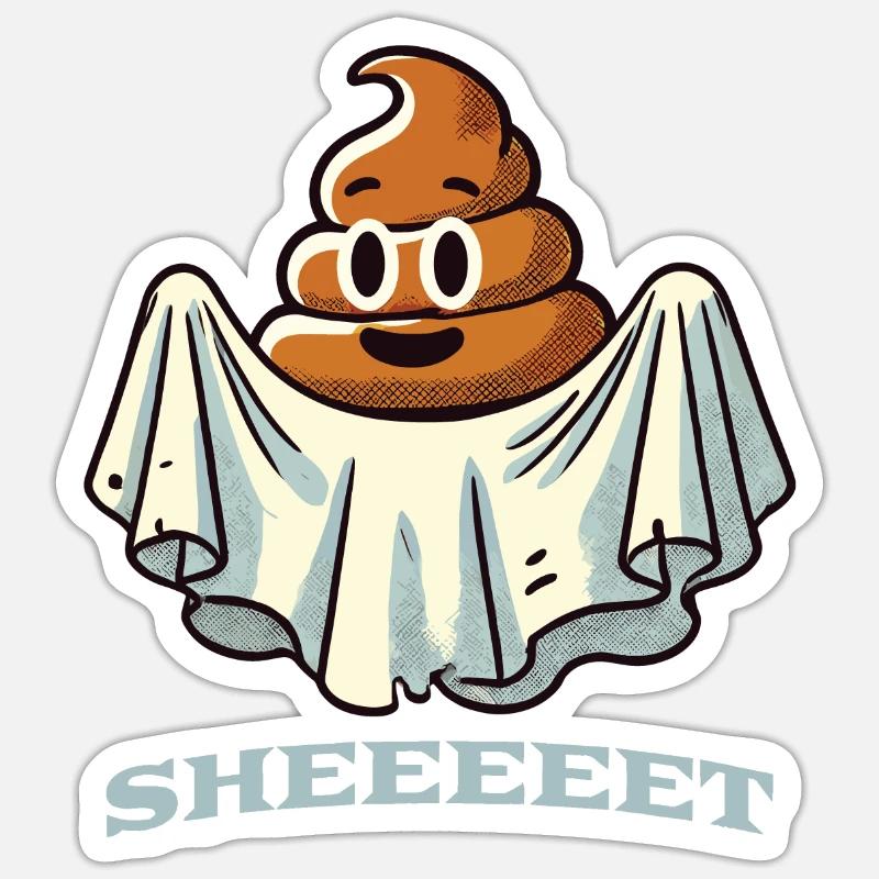 Drôle Caca Pile Ghost Sheet Ghost Sticker taille S (10 x 10 cm)