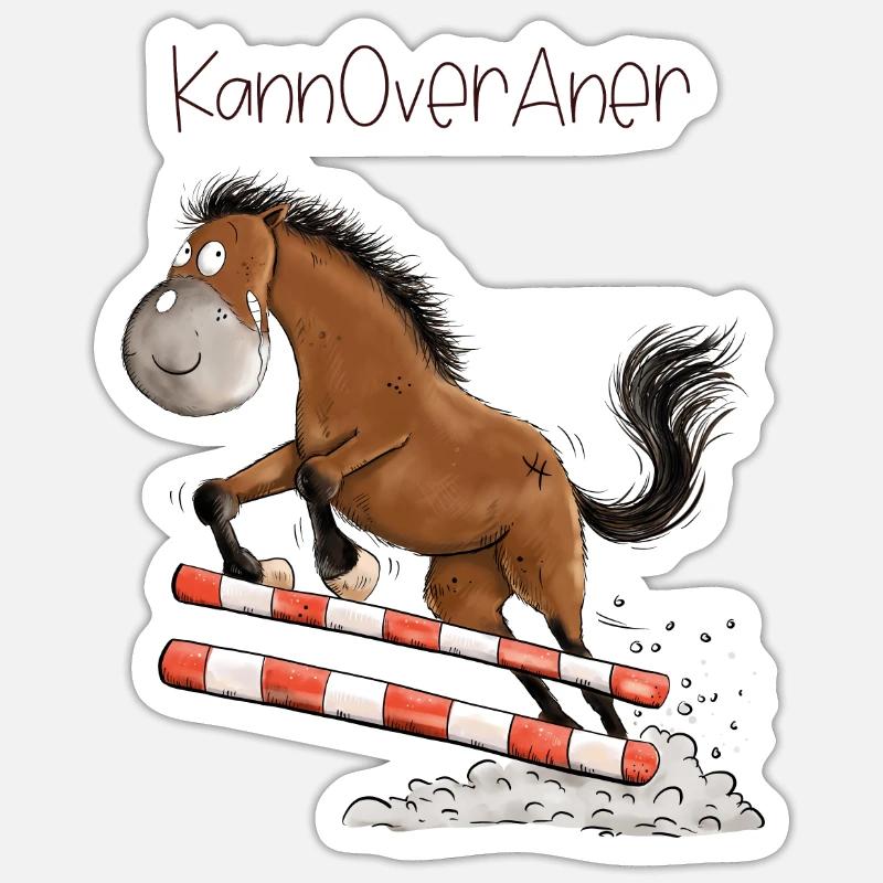 Witziges Springpferd Springreiten Hannoveraner Sticker Größe S (10 x 10 cm)