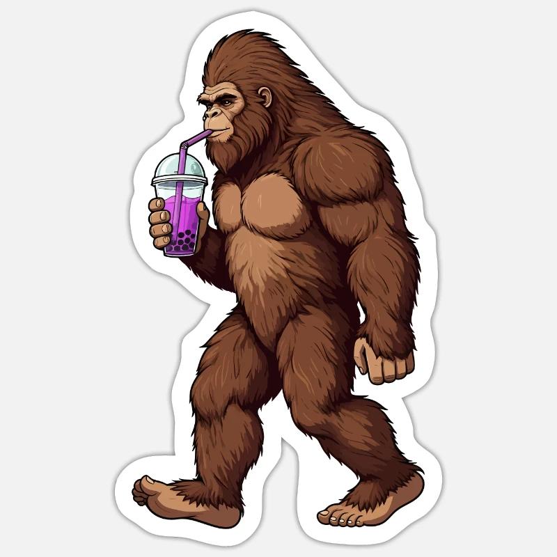 Bigfoot Bubble Tea - Sticker Größe S (10 x 10 cm) - Mattweiß