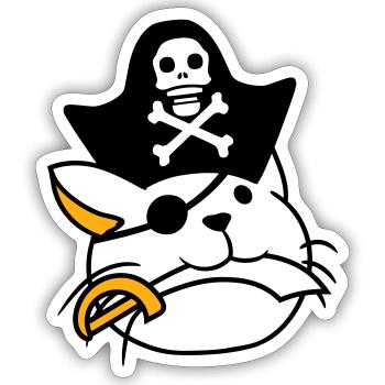 Cute Pirate Cat Buccaneer Eye Patch Hat Saber - Sticker size S (10 x 10 cm) - white matte - Front