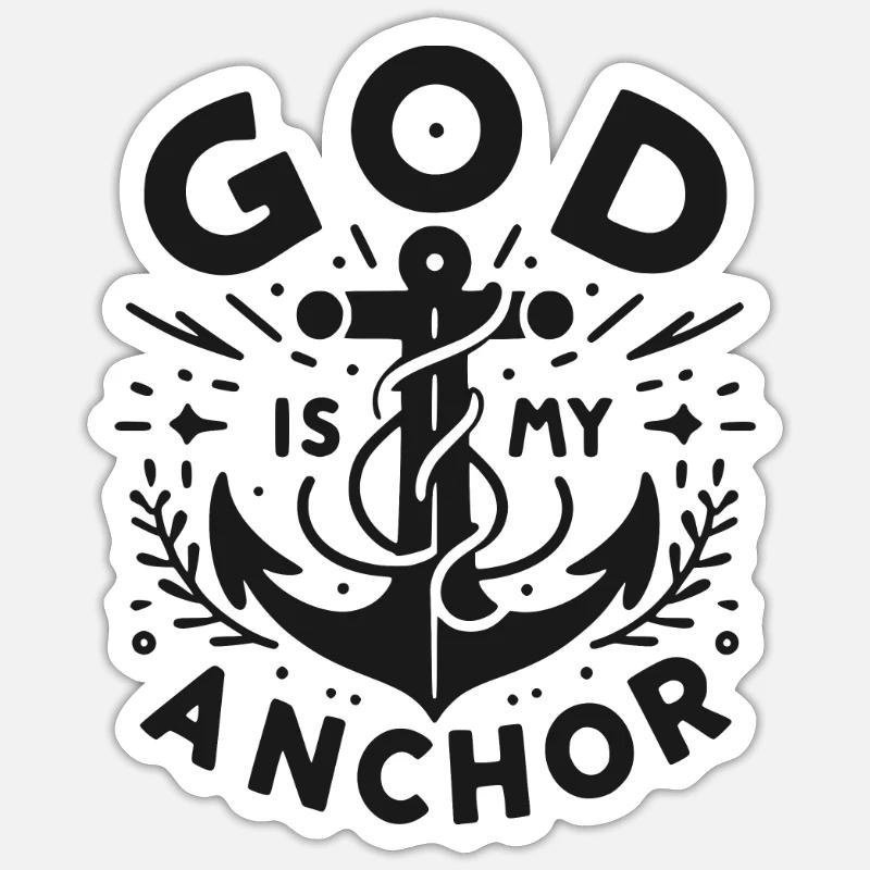 Dieu est mon ancre - Sticker taille S (10 x 10 cm) - blanc mat