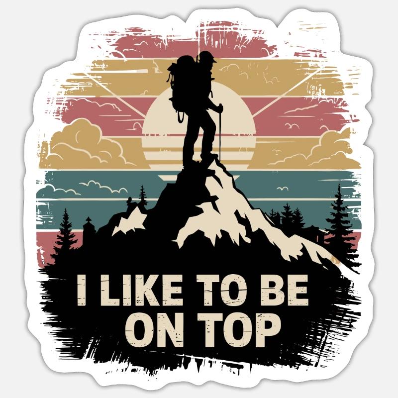 Berggipfel Gipfel Bergsteigen Klettern Kletterer - Sticker Größe S (10 x 10 cm) - Mattweiß