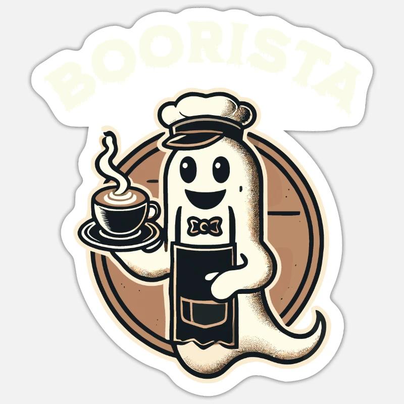 Funny Coffee Saying Spooky Ghosts - Sticker size S (10 x 10 cm) - white matte