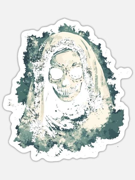 Tag der Toten La Catrina Totenkopf Design - Sticker Größe S (10 x 10 cm) - Mattweiß