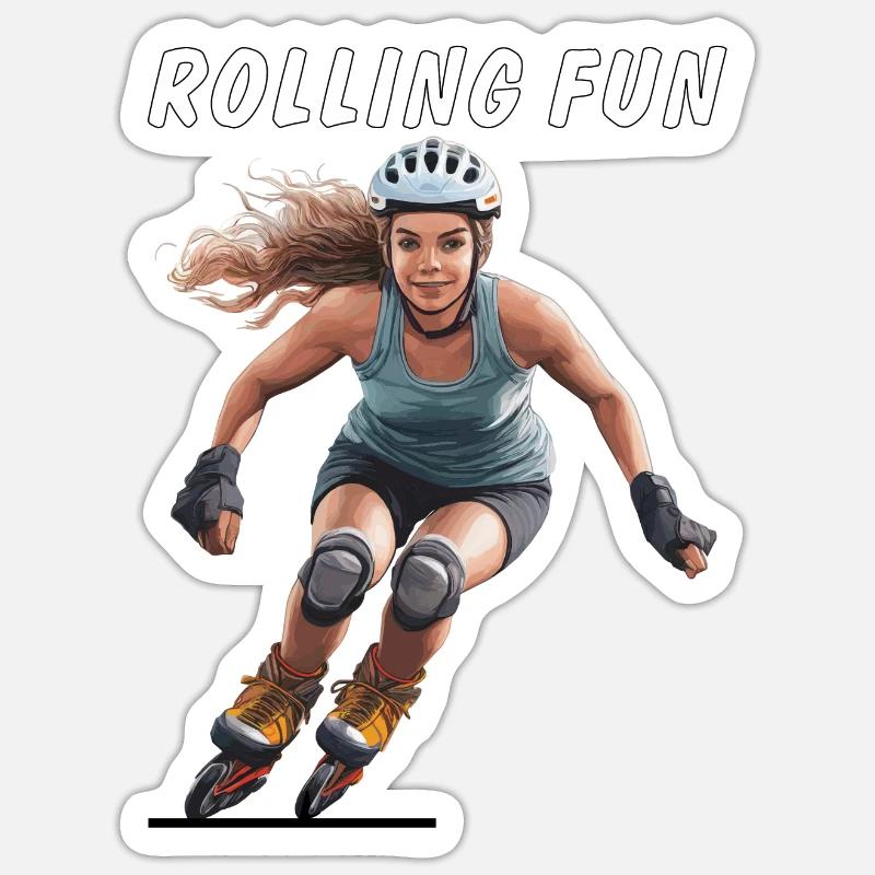 FRAU ROLLSCHUHE ROLLING FUN Sticker Größe S (10 x 10 cm)