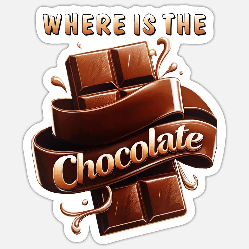 OÙ EST LE CHOCOLAT - Sticker taille S (10 x 10 cm) - blanc mat