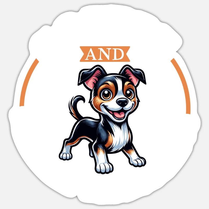 Café et Terrier Brasileiro - Sticker taille S (10 x 10 cm) - blanc mat