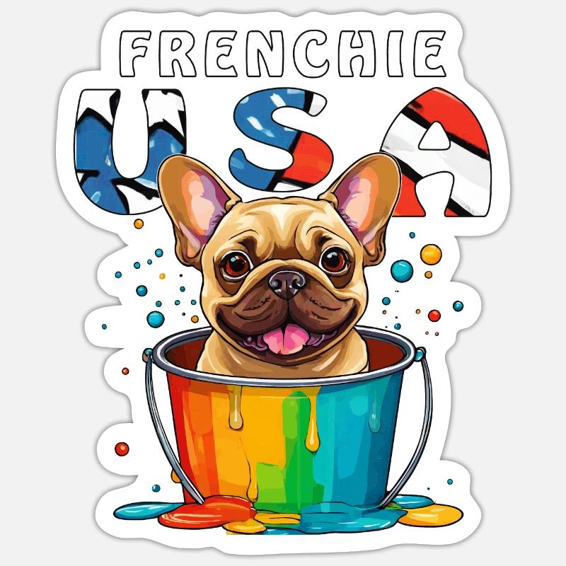 FRENCHIE États-Unis - Sticker taille S (10 x 10 cm) - blanc mat